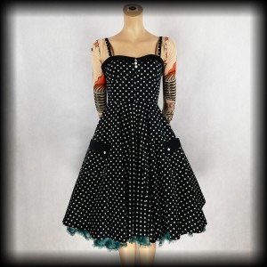 Sukienka Pin Up XS/S czarna w groszki
