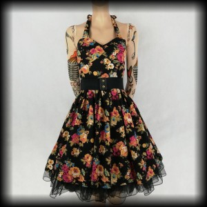 Sukienka Pin Up Lindy Bop XS/S czarna w kwiaty
