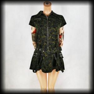 Sukienka mini Hell Bunny S Punk Cyber militarna