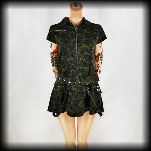 Sukienka mini Hell Bunny S Punk Cyber militarna.jpg