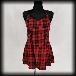 Sukienka mini Jawbreaker L krata  Punk Goth NOWA 