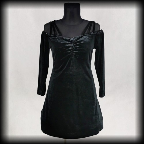 Sukienka Scarlett Darkness L Goth czarna aksamitna mini.jpg