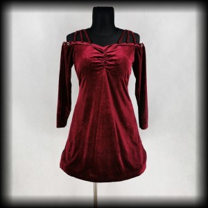 Sukienka Scarlett Darkness L Goth bordo aksamitna mini