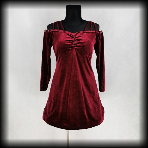 Sukienka Scarlett Darkness L Goth bordo aksamitna mini.jpg