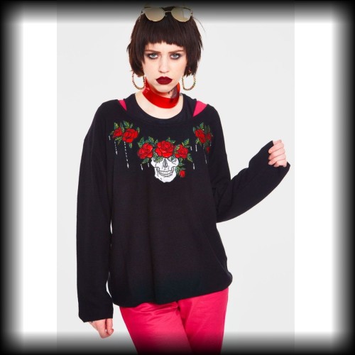 Sweter Jawbreaker czaszka i róże goth punk NOWY.jpg