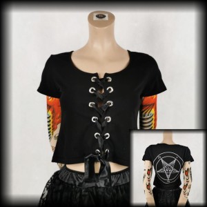 Bluzka pentagram M gorsetowa