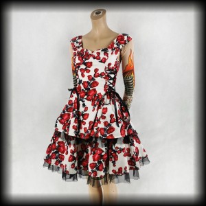 Sukienka Pin Up H&R S gorsetowa w kwiaty