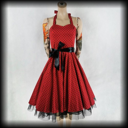 Sukienka Pin Up H&amp;R SM midi czerwona w groszki.jpg