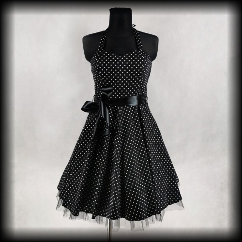 Sukienka Pin Up Hearts &amp; Roses XL czarna w groszki.jpg