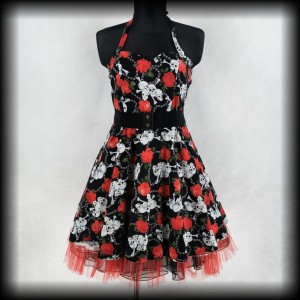 Sukienka Punk Gothic L czaszki róże