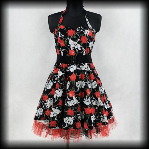 Sukienka Punk Gothic L czaszki róże.jpg