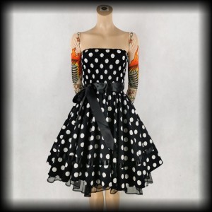 Sukienka Pin Up Hearts & Roses S-L czarna w grochy