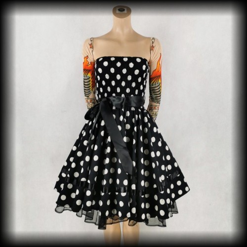 Sukienka Pin Up Hearts &amp; Roses S-L czarna w grochy.jpg