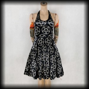 Sukienka Goth S aksamitna w pentagramy NOWA