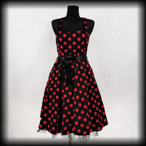 Sukienka Pin Up H&amp;R 3XL czarna w czerwone grochy NOWA.jpg