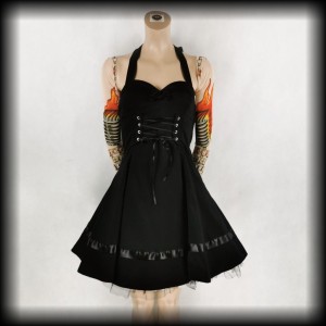 Sukienka Goth Hearts & Roses S gorsetowa