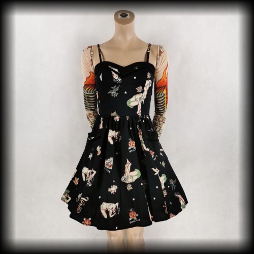 Sukienka mini Hell bunny S Pin Up zombie tiki.jpg