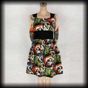 Sukienka Pin Up Psychobilly M horror monsters