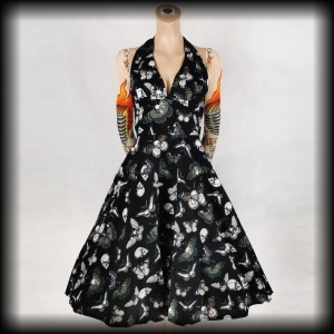 Sukienka Pin Up czaszki i motyle M Tiki Shop 