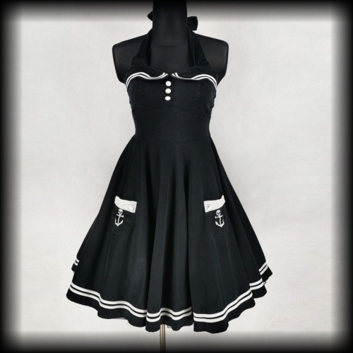 Sukienka Pin Up Hell Bunny M Motley marynarska sailor.jpg