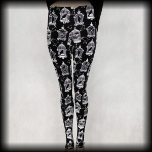 Legginsy Banned XS ptaszki w klatce Nowe 
