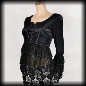 Bluzka gotycka M Dark Gothic welur i tiul