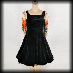 Sukienka welurowa mini S goth