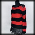 Sweter goth punk S Heartless czarno czerwony2.jpg
