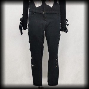 Spodnie damskie XL jeansy z czaszkami
