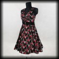 Sukienka Pin Up Rockabella XL czaszki jeleni i róże2.jpg