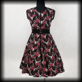 Sukienka Pin Up Rockabella XL czaszki jeleni i róże5.jpg