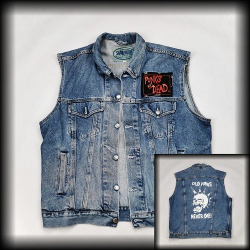 Kamizelka jeansowa Punks's not dead XL DIY punk.jpg