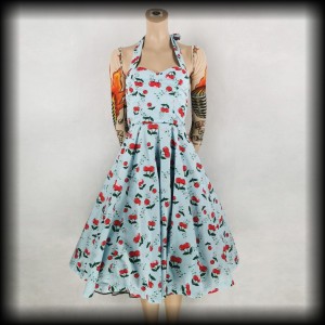 Sukienka Pin Up Banned XS błękitna w wisienki