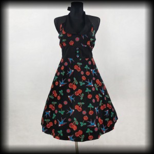 Sukienka Pin Up Punk Banned L midi old school czaszki i wisienki