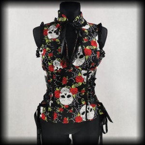 Bluzka Jawbreaker M w czaszki gorsetowa goth alternative