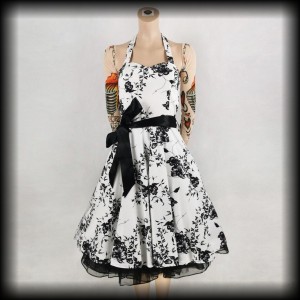 Sukienka Pin Up Hearts & Roses M biała w kwiaty