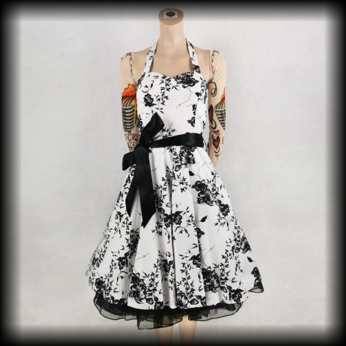 Sukienka Pin Up Hearts &amp; Roses M biała w kwiaty.jpg