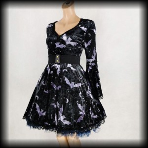 Sukienka welurowa w nietoperze M goth 