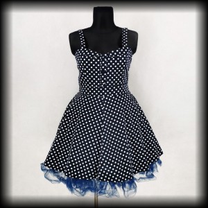 Sukienka Pin Up XL granat w groszki