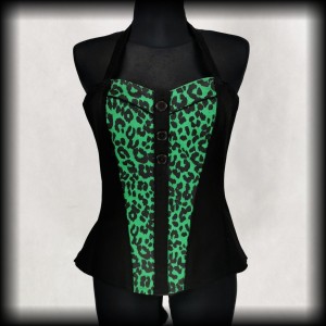 Bluzka Punk Pin Up L Dead Threads zielona panterka