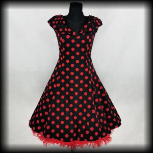 Sukienka Pin Up H&R M/L czarna w czerwone grochy