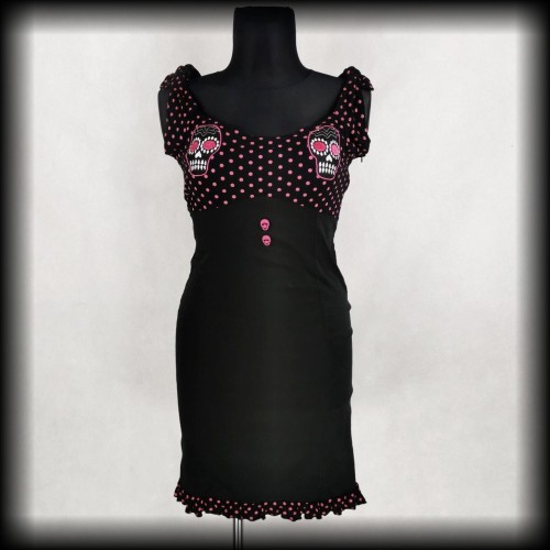 Sukienka Too Fast M ołówkowa czaszki i groszki.jpg