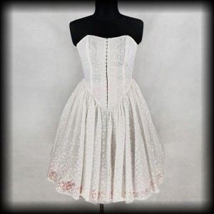 Sukienka vintage M/L biała koronka gorsetowa