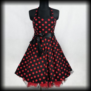 Sukienka Pin Up H&R L/XL czarna w czerwone grochy