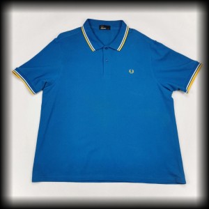Polo Fred Perry XXL niebieskie z żółto białą lamówką