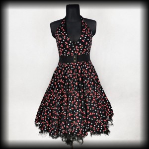 Sukienka Pin Up wisienki L/XL Akama rozkloszowana