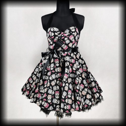 Sukienka Pin Up Hell Bunny L Sugar Skull Czaszki.jpg