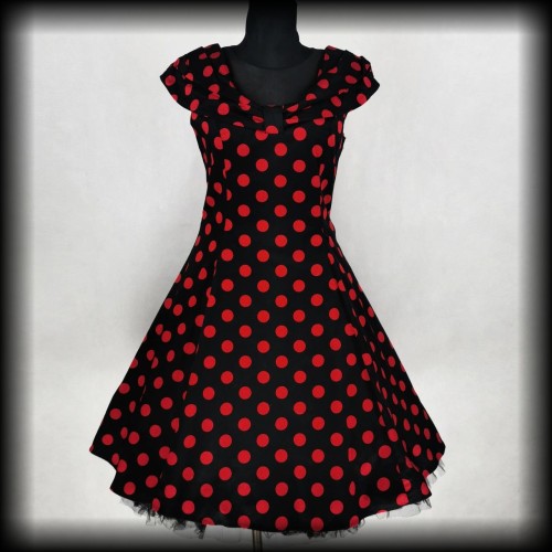 Sukienka Pin Up H&amp;R L czarna w czerwone grochy.jpg