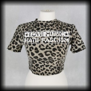 Koszulka crop top S panterka Hate Fascism DIY 