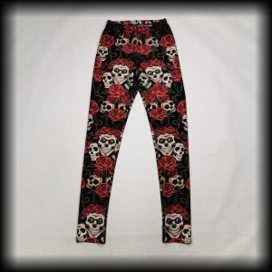 Legginsy czaszki i róże S
